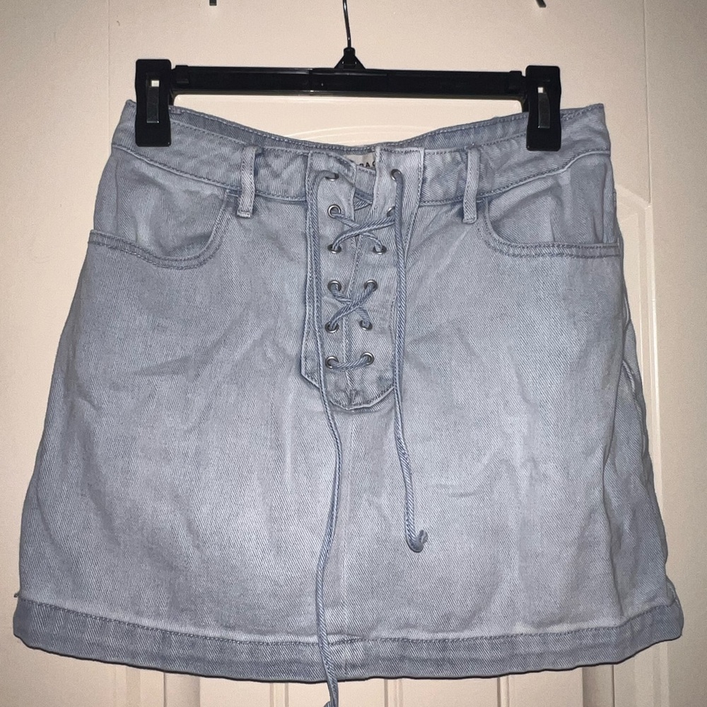 Pacsun Light Blue Lace-Up Denim Skirt